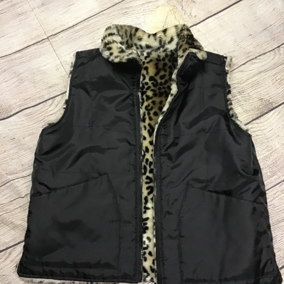 Pacific rose reversible vest animal prints /Black on the reversible side SZ LG - Picture 3 of 4